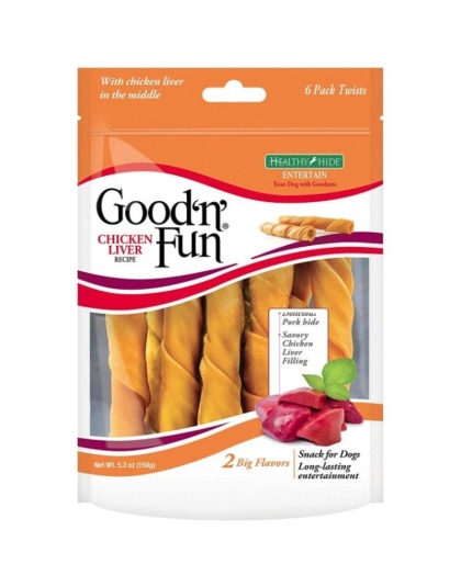 Healthy Hide Good 'n' Fun Stuffed Chicken Liver Twists - 6 count
