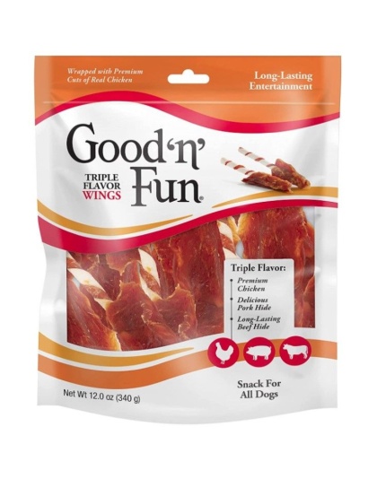 Healthy Hide Good'n' Fun Triple-Flavor Wings Chicken, Pork and Beef Hide - 12 oz