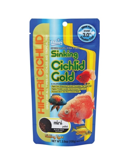 Hikari Cichlid Gold Color Enhancing Sinking Fish Food - Mini Pellet - 3.5 oz
