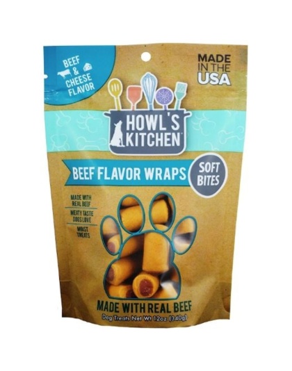 Howl's Kitchen Beef Flavor Wraps Soft Bites - Beef & Cheese Flavor - 12 oz