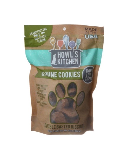 Howl's Kitchen Canine Cookies Double Basted Biscuits - Peanut Butter & Molasses Flavor - 10 oz