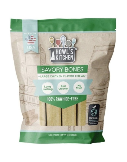 Howls Kitchen Savory Bones Chicken Flavored Chews Large - 14 oz