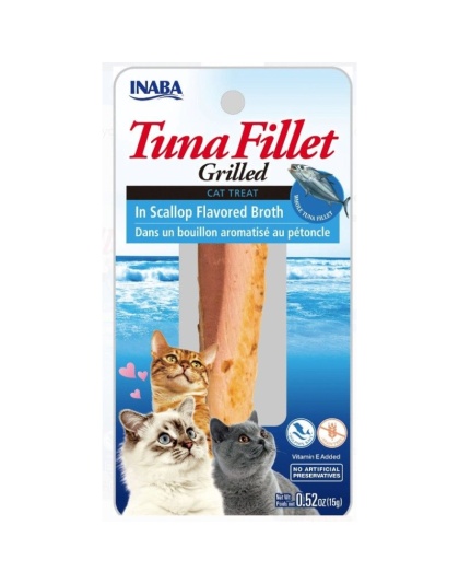 Inaba Tuna Fillet Grilled Cat Treat in Scallop Flavored Broth - 0.52 oz