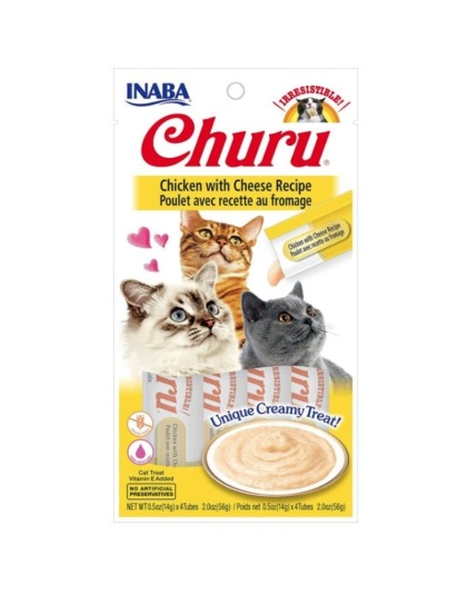 Inaba Churu Chicken with Cheese Recipe Creamy Cat Treat - 4 count