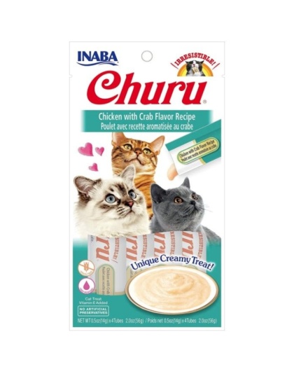 Inaba Churu Chicken with Crab Flavor Recipe Creamy Cat Treat - 4 count