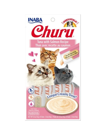 Inaba Churu Tuna with Salmon Recipe Creamy Cat Treat - 4 count