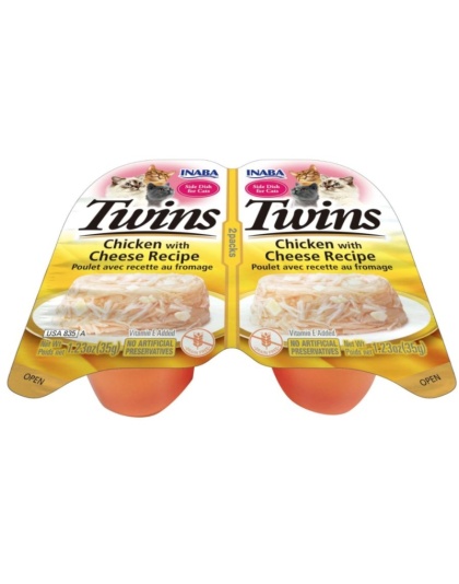 Inaba Twins Chicken with Cheese Recipe Side Dish for Cats - 2 count