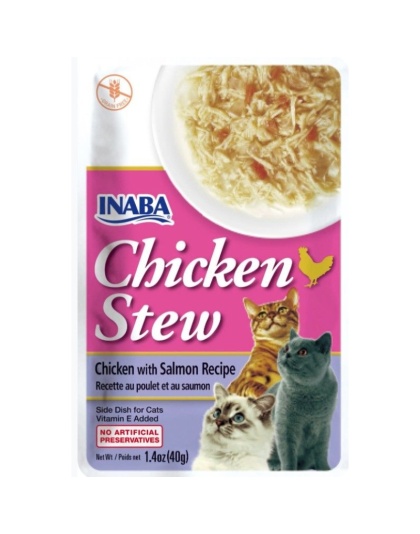 Inaba Chicken Stew Chicken with Salmon Recipe Side Dish for Cats - 1.4 oz