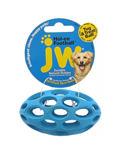 JW Pet Hol-ee Football Rubber Dog Toy - Mini (3.75" Long)