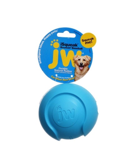 JW Pet iSqueak Bouncing Baseball Rubber Dog Toy - Large - 4" Diameter