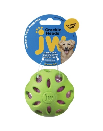 JW Pet Crackle Heads Rubber Ball Dog Toy Medium - 1 count