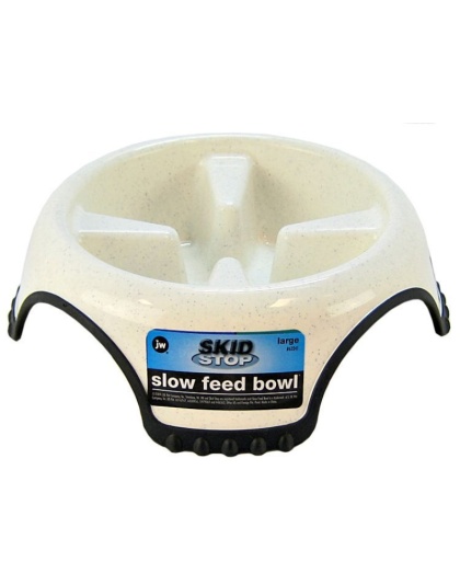 JW Pet Skid Stop Slow Feed Bowl - Large - 10.5" Wide x 3" High (5 cups)