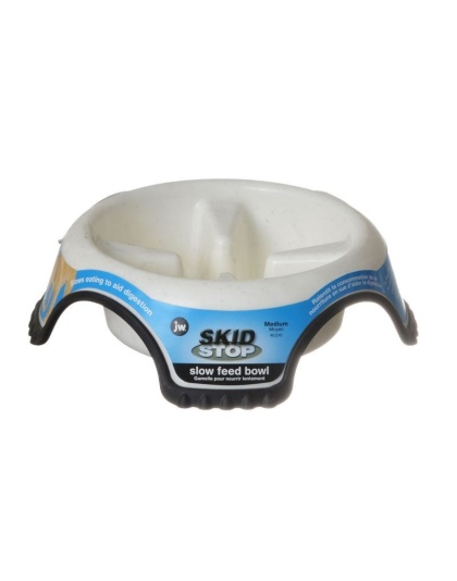 JW Pet Skid Stop Slow Feed Bowl - Medium - 8.5" Wide x 2.5" High (3.75 cups)