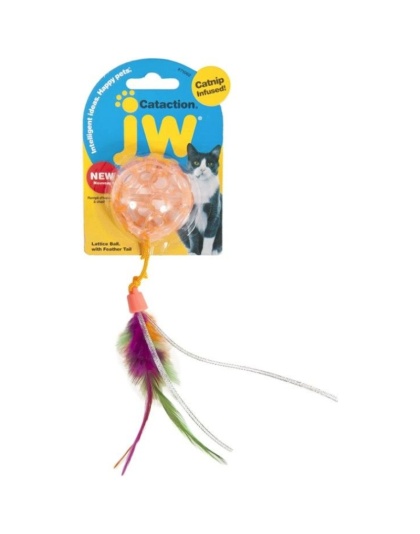 JW Pet Cataction Catnip Infused Lattice Ball Cat Toy With Tail  - 1 count