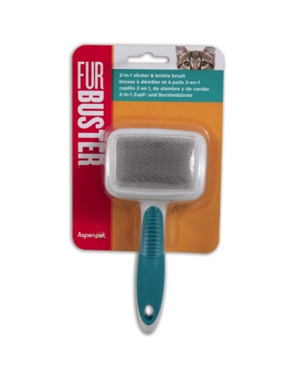 JW Pet Furbuster 2-In-1 Slicker and Bristle Brush for Cats - 1 count