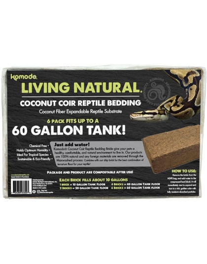 Komodo Living Natural Coconut Coir Reptile Bedding Brick - 3 count