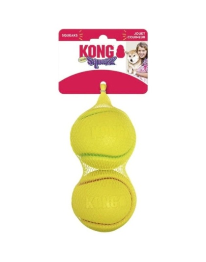 KONG Squeezz Tennis Ball Assorted Colors - Large - 2 count
