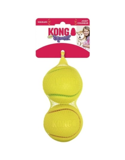 KONG Squeezz Tennis Ball Assorted Colors - Medium 2 count