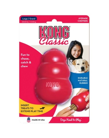 KONG Classic Dog Toy - Red - Large - Dogs 30-65 lbs (4" Tall x 1" Diameter)