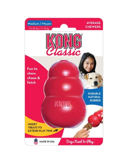 KONG Classic Dog Toy - Red - Medium - Dogs 15-35 lbs (3.5" Tall x 1" Diameter)
