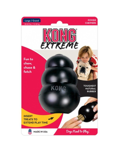 KONG Extreme KONG Dog Toy - Black - Large - Dogs 30-65 lbs (4" Tall x 1" Diameter)