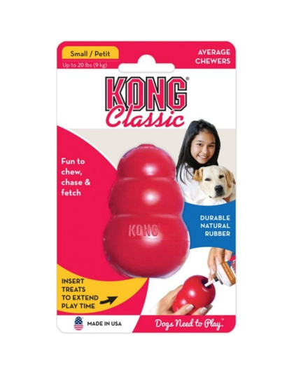 KONG Classic Dog Toy - Red - Small - Dogs up to 20 lbs (2.75" Tall x .75" Diameter)