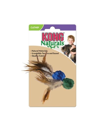 KONG Crinkle Ball with Feathers Cat Toy - Crinkle Ball Cat Toy