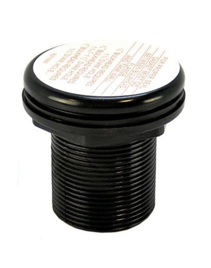 Lifegard Aquatics Double Threaded Bulkhead - Black - 1" (1.75" Hole Size)