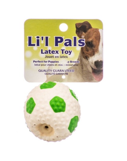 Lil Pals Latex Mini Soccer Ball for Dogs - Green & White - 2" Diameter