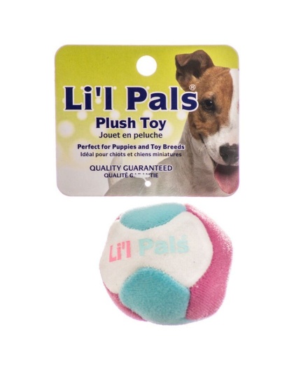 Lil Pals Multi Colored Plush Ball with Bell for Dogs - 1.5" Diameter