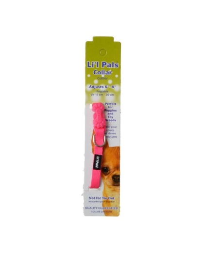 Li'l Pals Adjustable Nylon Collar - Neon Pink - 6"-8" Long x 5/16" Wide