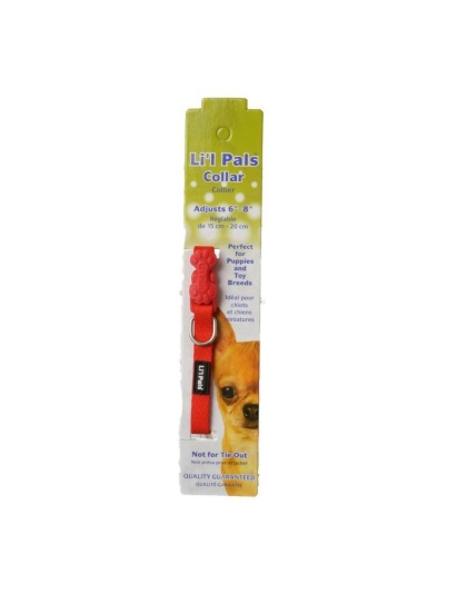 Li'l Pals Adjustable Nylon Collar - Red - 6"-8" Long x 5/16" Wide