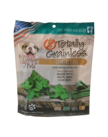 Loving Pets Totally Grainless Dental Care Chews - Fresh Breath Mint - Medium/Large Dogs - 6 oz - (Dogs over 16 lbs)