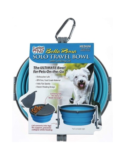 Loving Pets Bella Roma Blue Travel Bowl  - 1 count - Medium