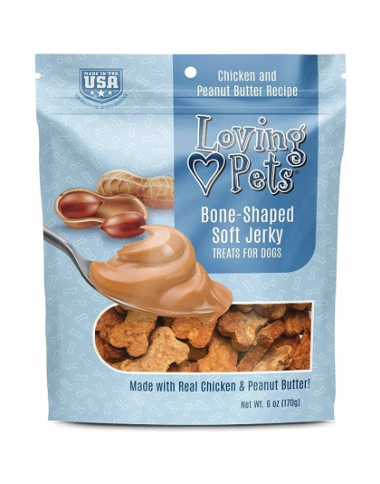Loving Pets Bone-Shaped Soft Jerky Treats Peanut Butter - 6 oz