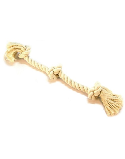 Flossy Chews 3 Knot Tug Toy Rope for Dogs - White - Large (25" Long)