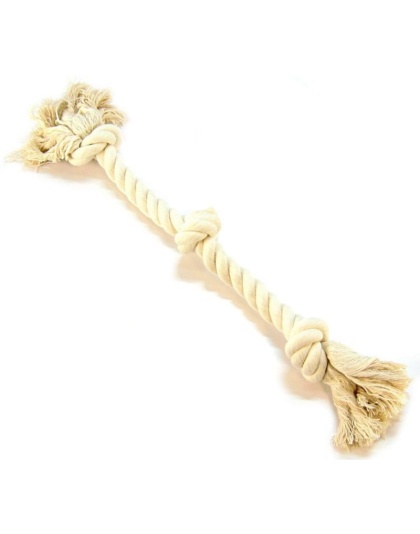 Flossy Chews 3 Knot Tug Toy Rope for Dogs - White - Medium (20" Long)