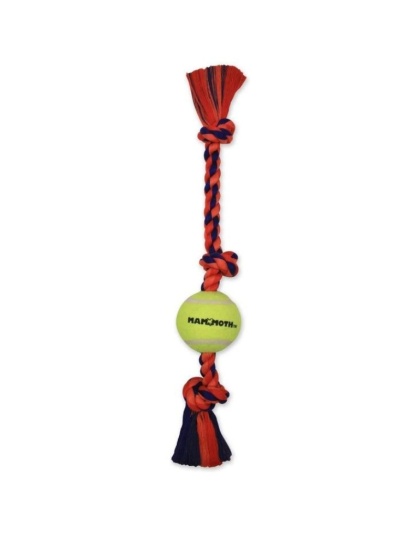 Mammoth Flossy Chews Color 3-Knot Tug with Tennis Ball 20" Medium  - 1 count