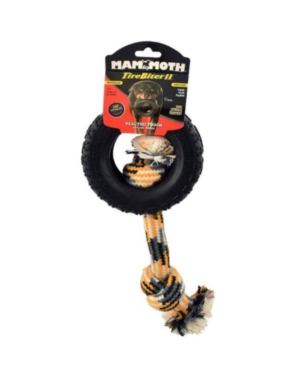 Mammoth Tirebiter II Dog Toy with Rope Medium - 1 count (5"D)