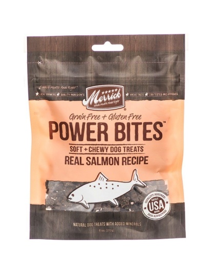Merrick Power Bites Soft & Chewy Dog Treats - Real Salmon Recipe - 6 oz