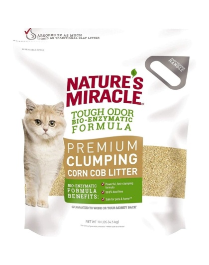 Nature's Miracle Tough Odor Bio-Enzymatic Formula Premium Clumping Corn Cob Litter - 10 lbs