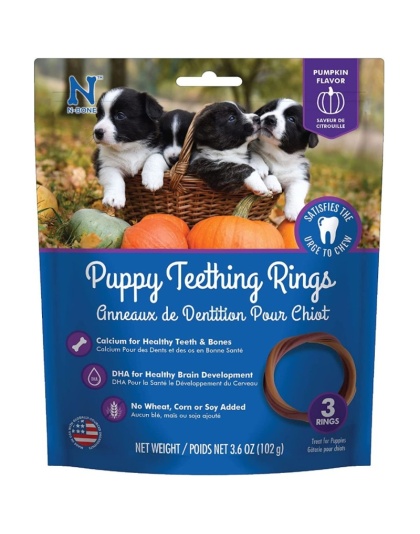 N-Bone Puppy Teething Ring - Pumpkin Flavor - Puppy Teething Ring - 3.5" Diameter (3 Pack)