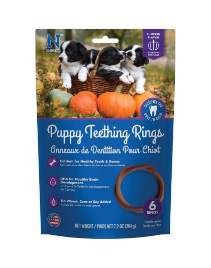 N-Bone Puppy Teething Ring - Pumpkin Flavor - Puppy Teething Ring - 3.5" Diameter (6 Pack)