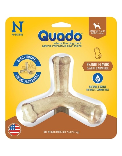 N-Bone Quado Interactive Dog Treat - Peanut Flavor - Average Joe - 1 Pack - Dogs 13-40 lbs - (4.5" Diameter)