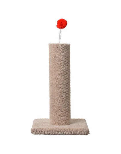 Classy Kitty Carpeted Cat Post with Spring Toy - 16in. High (Assorted Colors)