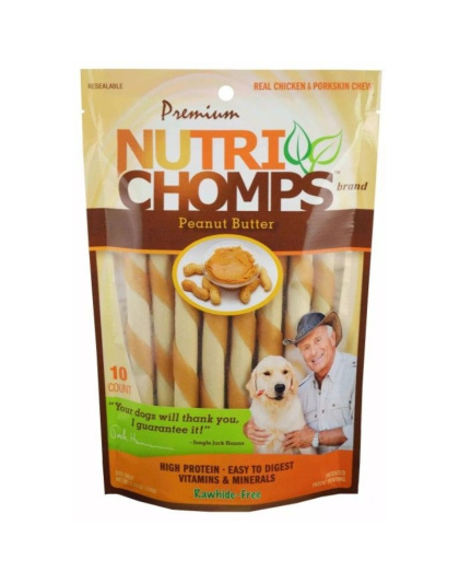 Nutri Chomps Mini Twist Dog Treat Peanut Butter Flavor - 10 count