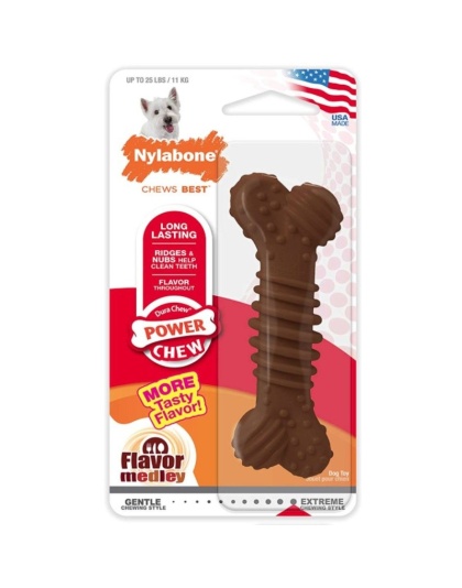 Nylabone Dura Chew Power Chew Bone Chicken Flavor - Regular - (Up to 25 lbs)