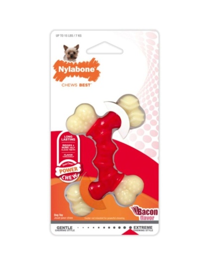 Nylabone Dura Chew Double Bone - Bacon Flavor - Petite - Dogs up to 15 lbs
