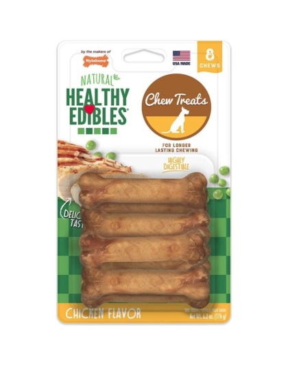 Nylabone Healthy Edibles Wholesome Dog Chews - Chicken Flavor - Petite - 3.75" Long (8 Pack)