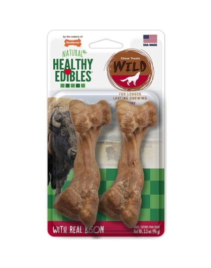 Nylabone Natural Healthy Edibles Wild Bison Chew Treats - Medium - 2 Pack